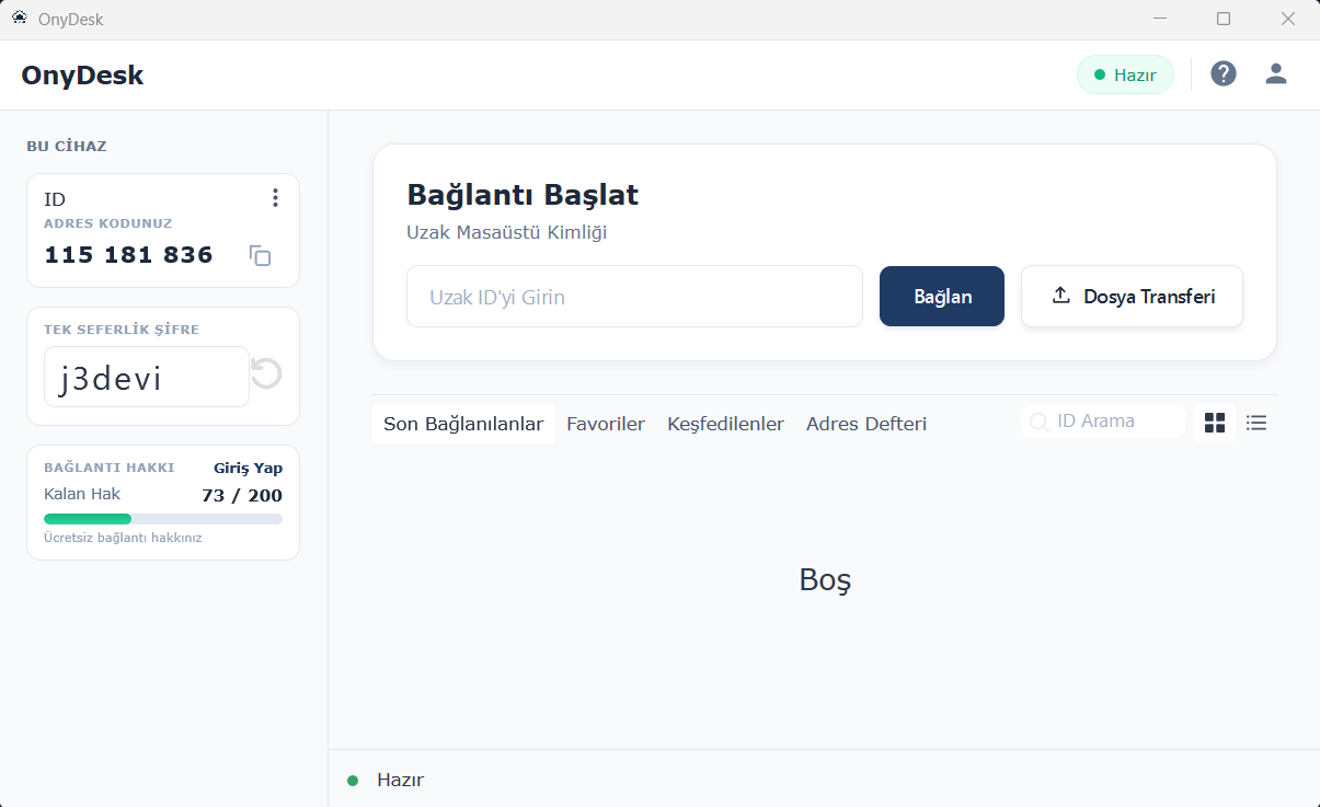 OnyDesk Uzak Masaüstü Uygulaması